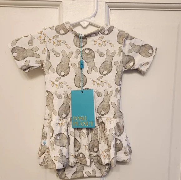 Set of 5 0-3 month Posh Peanut short sleeved bodysuit twirls